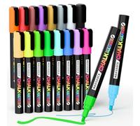 Marsrock Liquid Chalk Pens,16 Vibrant Colors Chalk Pens, Reversible Tip, Wet Erase, Water-Based Chalkboard Markers for Blackboards, Windows, Glass, Mirrors, Signs,Car- Ideal for Restaurants & Home