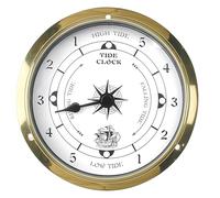Marsrut 4.5 Inch Nautical Wall Clock, Brass Tide Clocks with High Tide Low Tide for East Coast Boat Using Beach Ocean Activities Wall Hanging Fishing Tides Weather Station