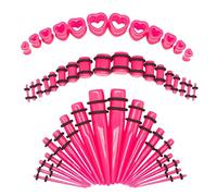 Marsrut 48 PCS Acrylic Gauge Kit Tapers Heart Tunnels Plug 14G-0000G Ear Stretching Set, Acrylic, no gemstone