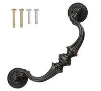 Marsrut C-C Vintage Style Bail Large Dark Antique Bronze Drawer Pull Drop Swing Dresser Handle Rustic Black Cabinet Kitchen Drop-Down Hardware Knob Bail 5.3"-5.5" Hole Center Spacing (4 Screws)