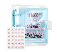 Marstey 1000 Mini Budget Binder 11.4 X 10 Cm Money Saving Wallet,Savings Book with Cash Envelopes, Mini 25 Envelope Challenge Binder Money Saving Wallet for Offices Home School (Blue)