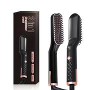 Marstey Beard Straightener Brush, Men Beard Straightening Comb, Hair Straightener Brush for Men, Ergonomic Design, Comfortable Grip, for All Hair Type (Black)