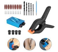 Marstey Drill Jig Kit, Pocket Hole Jig Dowel Drill Joinery Kit,Joint Angle Tool Carpentry Locator with 10 Self Tapping Screws and 10 Plugs, Oblique Hole Positioner, for DIY & Wood Woodwork Guides