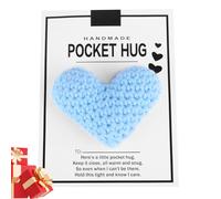 Marstey Pocket Hug Heart, Good Luck Gifts Handmade Cute Crocheted Pocket Hug Gift, Pocket Hugs Heart Thinking of You Gifts for Birthday Wedding Valentines, Light Blue
