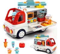 Marstone Toys for 2 3 Year Old Gift with Lights, Sounds, Ambulance Toy Montessori Rescue Vehicle with Doctor Kit, Stretcher & Figures, Educational Gifts for Boys and Girls, Interactive Role Play