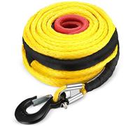 Marsui 1/2" x 100 ft Synthetic Winch Rope Cable Kit, 32000lbs Winch Line with Protective Sleeve Forged Hook Replacement Safety Pull Strap for 4WD Vehicle Truck ATV UTV SUV, Yellow