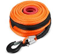 Marsui 1/2" x 100 ft Synthetic Winch Rope Cable Kit, 32000lbs Winch Line with Protective Sleeve Forged Hook Replacement Safety Pull Strap for 4WD Vehicle Truck ATV UTV SUV (Orange)