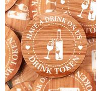 Marsui 100 Pcs Wooden Drink Tokens Bulk for Wedding Party Personalised Drink Tickets Poker Chips for Guest Wedding Favors Beverage Birthday Party Bar Table Decoration Supplies(Highball Cup Pattern)