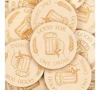 Marsui 100 Pcs Wooden Drink Tokens Bulk for Wedding Personalised Drink Tickets Poker Chips for Guest Wedding Favors Beverage Birthday Oktoberfest Party Bar Table Decoration Supplies(Beer Cup Pattern)