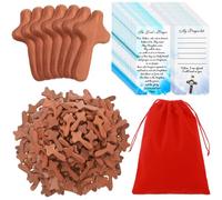 Marsui 100 Sets Small Olive Wood Holding Cross Mini Pocket Crosses with Prayer Cards Giant Red Velvet Bag Holding Hand Jesus Crosses Set for Baptism First Communion Church Easter Jesus Religious Gift