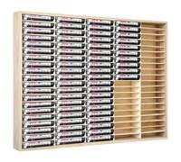 Marsui 100 Slot Cassette Tape Storage Holder Wooden Audio Tape Organizer Cassette Tape Rack for Cassette Collections Audio Accessory