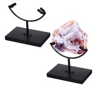 Marsui 2 Pcs Metal Rock Display Stand Crystal Holders Black One Arm Two Prong Display Easel Holder for Slab Slice Fossil Flat Minerals and Crystals (4.72 x 3.54 x 5.51 Inches)