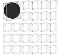 Marsui 30 Pieces Hockey Puck Display Case Cube Acrylic Square Hockey Puck Holder Snap Design Plastic Holder for Displaying, Clear, 3.13 x 3.13 x 1.3 Inches