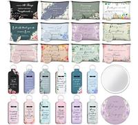 Marsui 36 Pcs Christian Gifts for Women Mother's Day Church, 12 Set Christian Makeup Bags Bible Verse Compact Makeup Mirrors Lipstick Lip Balm Holder Bulk Bible Study Supplies Religious Baptism Gifts