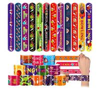 Marsui 48 Pcs Bowling Slap Bracelets Bulk Bowling Party Favors Snap Bracelets Wristbands for Classroom Prizes Decorations Birthday Party Favors Gifts Supplies, 24 Designs