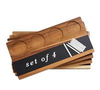 Marsui Flight Board Wine Flight Tasting Set of 4, Whiskey Flight Board with 8 Soapstone Chalks, Wooden Wine Tasting Kit for Beer, Whiskey, Cocktails, Coffee, Wine Tasting Party Supplies