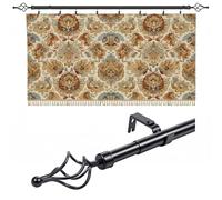 Marsui Tapestry Hanger Telescopic Rod Quilt Hanger for Display Adjustable 32" to 79" Wall Hanging Bar Mounted Quilt Rack with Clips Iron Rustic Farmhouse Style Bedroom Living Areas for Room Decor