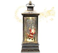 Marsyu Christmas Lantern Musical Christmas Snow Globes, USB & Battery Powered Rotating Glittering Water Lanterns with Timer, Vintage Xmas Decorations Home Décor Gifts (Santa Moose Snow Scene)
