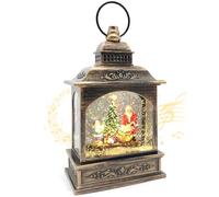 Marsyu Christmas Lantern Musical Christmas Snow Globes USB&Battery Powered Rotating Glittering Water Lanterns with Timer Vintage Xmas Decorations Home Décor Gifts (Santa Tree Little Girl Scene)