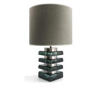 Marta table lamp in glass and textured fabric Emerald green one size