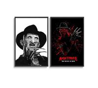 MArtDesign 2 PCS Horror Movie Poster Nightmare On Elm Street Freddy Krueger Canvas Poster And Wall Art Modern Family Bedroom Office Gym Decor Gift 12x18inch(30x45cm) Style-3
