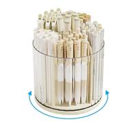 Marte Vanci 360 Degree Rotating Pen Holder Desk Stationery Organiser Tidy Organiser for Pencil Makeup Painting Brush Cosmetic Craft Storage Bin Pen Pot for Home Office School 6 Slots Beige