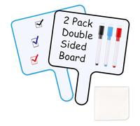 Marte Vanci A4 Handheld Whiteboard, 2 Pack Double Sided Dry Erase Answer Paddles, Portable Small White Boards Erasable with Wipe for Students Teachers Home School Teaching