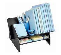Marte Vanci Acrylic Desktop Bookshelf Book Organiser Magazine Rack Detachable Mini Bookcase Desk File Holder Book Stand Storage Rack for CD Letter Stationery Office Home Supplies Black