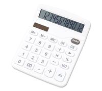 Marte Vanci Calculator, 12 Digit Desk Calculator, Large Clear LCD Display & Big Sensitive Buttons, Solar & Battery Powered, Standard Function Portable for Office Home School Business Daily Use White