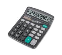Marte Vanci Calculator, 12 Digit Desk Calculator, Large Clear LCD Display & Big Sensitive Buttons, Solar & Battery Powered, Standard Function Portable for Office Home School Business Daily Use Black