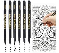 Marte Vanci Calligraphy Pens Calligraphy Pen Set for Beginners Black Brush Pens for Hand Lettering Writing Signature Illustration Sketching Scrapbooking Art Drawing Ink Refillable 6 Packs