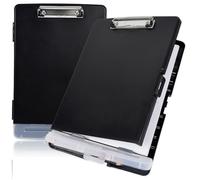 Marte Vanci Clipboard with Storage, Plastic Nursing Clipboard Folder with Pen Holder Heavy Duty Portable A4 File Storage Folder Box Writing Clip Board for School Office Work Medical Personnel Black