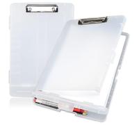 Marte Vanci Clipboard with Storage, Plastic Nursing Clipboard Folder with Pen Holder Heavy Duty Portable A4 File Storage Folder Box Writing Clip Board for School Office Work Medical Personnel White