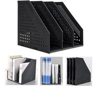 Marte Vanci Collapsible Magazine File Holder Desktop File Binder Organiser Lever Arch File Holder Paper Book Document Divider Adjustable for Desk Bookshelf Cabinet Racks(Black 3 Compartment)