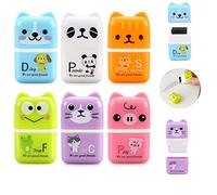 Marte Vanci Cute Eraser, Cartoon Animal Erasers Rubbers with Shavings Roller Case Fun School Supplies for Kids Gift Party Favors Office Home School