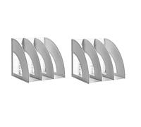 Marte Vanci Desk File Organiser, Sturdy Magazine File Holder Desktop 3 Compartment Vertical Holders File Book Dividers Document Cabinet Shelf Magazine Rack Display Storage Organiser Light Grey 2 Pcs