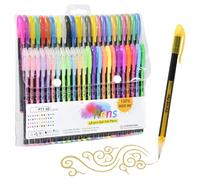 Marte Vanci Gel Ink Pens - Gel Pens Set Sparkly with Glitter, Metallic, Neon & Pastel Colours - 1.0mm Tip - 48 Pack for Adult Colouring Book Scrapbooking Writing Journal Craft Card Doodling