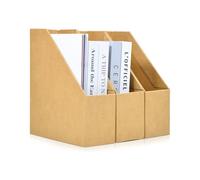 Marte Vanci Magazine File Holder Cardboard A4 Document File Folder Organiser with Labels Foldable Storage Rack for Office Home School Desk Shelf Paperwork Stationery Book Organisation 3 Pack