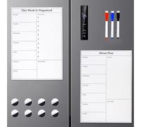 Marte Vanci Magnetic Whiteboard for Fridge, Weekly Planner & Meal Planner, A4 Dry Wipe Fridge Calendar Boards with 3 Markers & 8 Magnets for Menu Planning Lists Memo Reminder Kitchen Office 2 Pcs