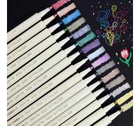 Marte Vanci Metallic Marker Pens, 15 Colour Metallic Paint Pen Set, Fine Tip for Scrapbook Black Paper Art Crafts DIY Photo Album Colouring Book Card Making Wood Glass Rock Painting