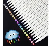 Marte Vanci Metallic Marker Pens, 20 Colours Metallic Paint Pens,Fine Point Art Pen for Black Paper Ceramic DIY Album Adult Colouring Book Scrapbook Craft Supplies