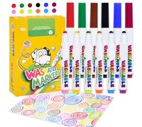 Marte Vanci Washable Markers for Kids, Dot Markers for Toddler, Easy-Grip Colouring Pens, Round Felt Tip Pens Water Based for Children Christmas Art Crafts Drawing Supplies 12 Colour