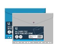 Martello 2 A4 Punched Spine Carry Files Assorted 2 A4 Carry Files Included Great Value Multipack Punched Spine Design Compatible