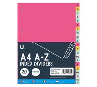 Martello 20 Coloured A4 A Z Index Dividers Pack A Z Alphabet Tabs Clearly Labelled Dividers For Quick And Easy Document Organisation 20