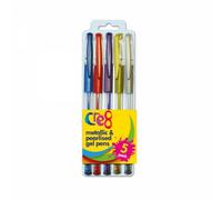 Martello 5 Metallic Pearlised Gel Pens Pack 5 Assorted Colours Red Gold Purple Blue And Silver Metallic Pearl Finish Shimmering Vibrant