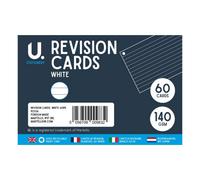 Martello 60 White 140Gsm Revision Cards Pack 60 White Revision Cards For Notes Flashcards And Exam Prep 140Gsm Quality Paper Sturdy Sheets