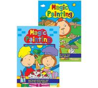 Martello A4 Magic Painting Book Assorted Magic Water Painting Simply Add Water To Reveal Bright Colours On Each Page Mess Free Activity No