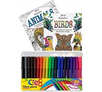 Martello Animals & Birds Colouring Set of 2 Books and 18 CR8 Fibre Tip Pens