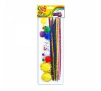 Martello Assorted Glitter Craft Set Pack Complete Craft Kit Includes Pipe Cleaners Pom Poms And Wobbly Eyes Assorted Glitter Colours Gold