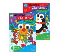 Martello Christmas Wobbly Eyes Colouring Pad Humorous Wobbly Eyes Features Characters Like Snowmen Santa Penguins And More With Playful